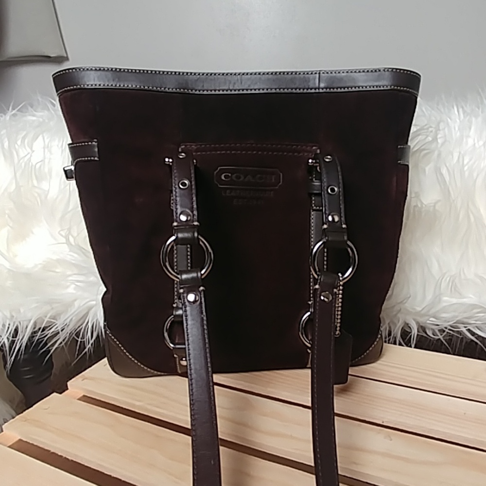Coach suede lunch tote